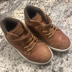 Kids Brown Leather-Look Polo High-Top Sneakers